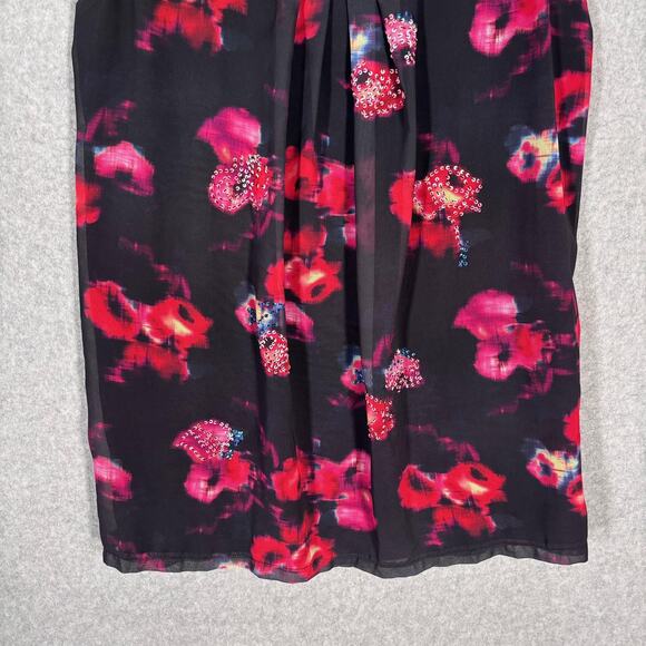 Express Tank‎ Medium Floral Sequin Abstract Flowy 90s Y2K Cami Sheer Coquette - Picture 3 of 10